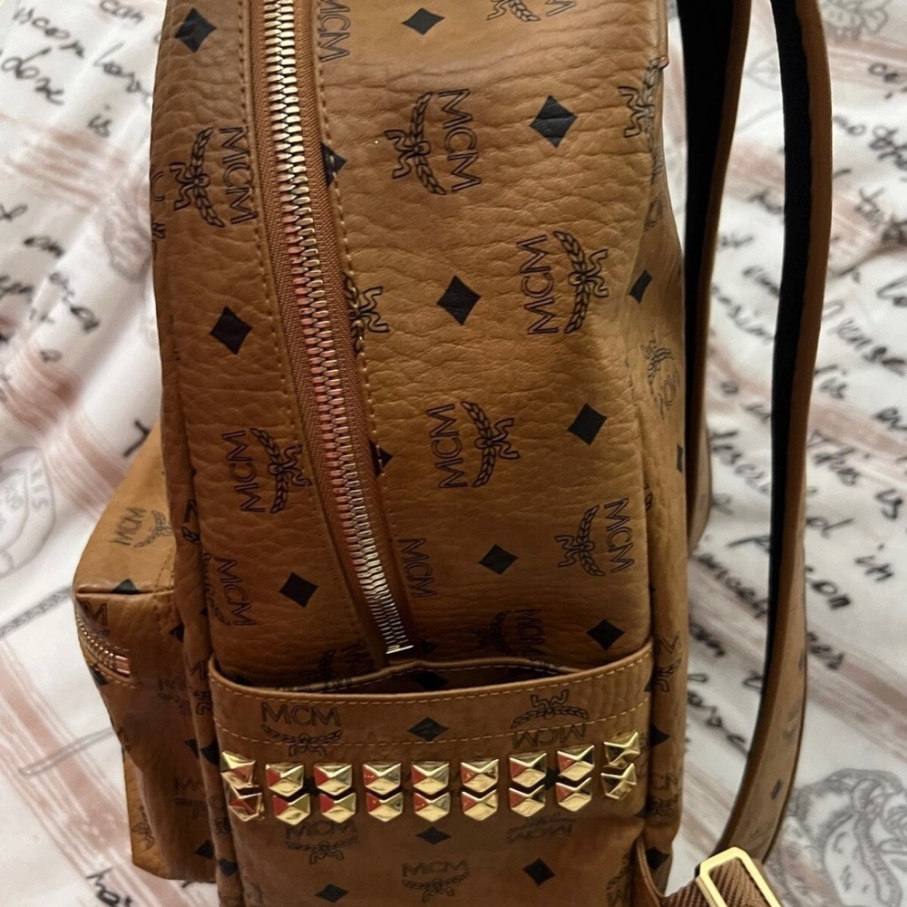 MCM Tan Stark Backpack with Iconic Monogram - Picture 7 of 10